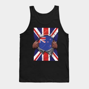 New Zealand Flag Great Britain Flag Ripped - Gift for New Zealander From New Zealand Tank Top